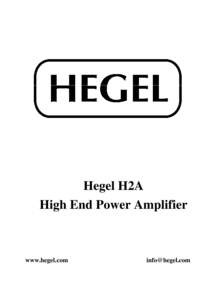 Hegel H2A High End Power Amplifier www.hegel.com  