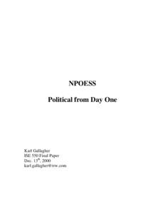 NPOESS Political from Day One Karl Gallagher ISE 550 Final Paper Dec. 13th, 2000