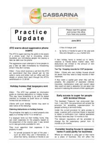Please read this update and contact this office if you have any queries Practice Update