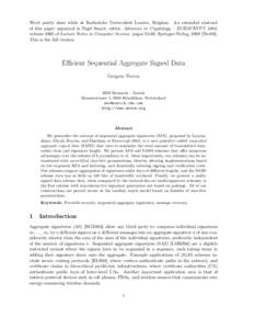 Efficient Sequential Aggregate Signed Data