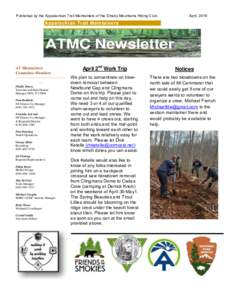 Published by the Appalachian Trail Maintainers of the Smoky Mountains Hiking Club  April, 2016 Appalachian Trail Maintainers