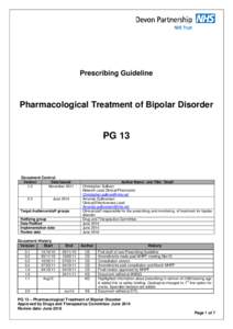 Prescribing Guideline  Pharmacological Treatment of Bipolar Disorder PG 13