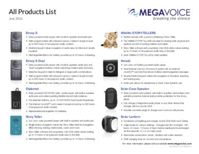 MegaVoice All Products List - June 2014