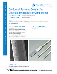 NANOFAB ADVANCED MANUFACTURING  Conformal Parylene Coating for Critical Semiconductor Components PROJECT LEADER: