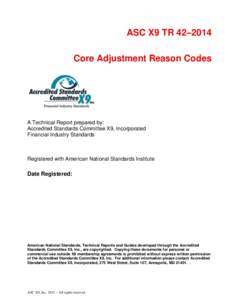 Core Adjustment Reason Codes
