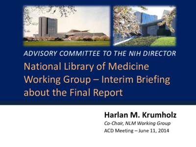 National Library of Medicine Working Group—Interim Briefing about the Final Report