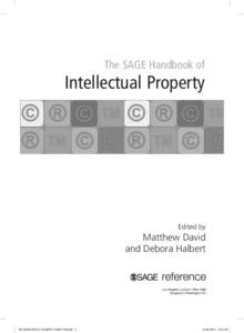 The SAGE Handbook of  Intellectual Property Edited by