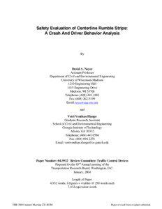 Safety Evaluation of Centerline Rumble Strips: A Crash and Driver Behavior Analysis