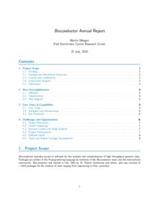 Bioconductor Annual Report Martin Morgan Fred Hutchinson Cancer Research Center 22 July, 2015  Contents