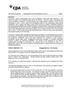 CPA Mock Evaluation  Management Accounting Module (Core 2) Page 1