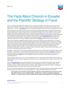 The Facts About Chevron in Ecuador and the Plaintiffs’ Strategy of Fraud