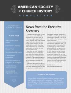 american society of church history n O c tober 2013 Volume 8   •   Issue 2
