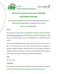    W 104 Open Building Implementation  CIB W104 International Conference: OPEN AND