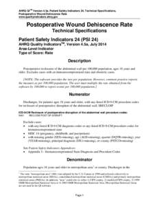 Postoperative Wound Dehiscence Rate - Patient Safety Indicators #24 Technical Specifications