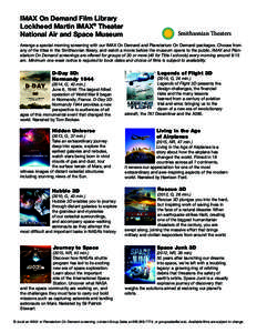 IMAX On Demand Film Library Lockheed Martin IMAX® Theater National Air and Space Museum Smithsonian Theaters
