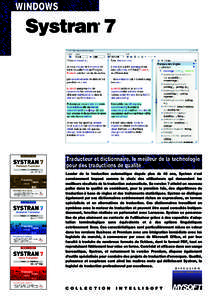 WINDOWS  Systran 7 ®  Traducteur et dictionnaire, le meilleur de la technologie