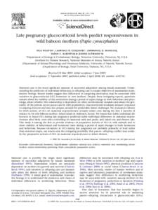ANIMAL BEHAVIOUR, 2008, 75, 1747e1756 doi:j.anbehavAvailable online at www.sciencedirect.com  Late pregnancy glucocorticoid levels predict responsiveness in