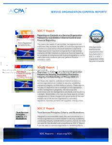 SERVICE ORGANIZATION CONTROL REPORTS  ® SOC 2® Report Reporting on Controls at a Service Organization