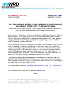 FOR IMMEDIATE RELEASE October 31, 2013 Contact: Elsa Lopezcell