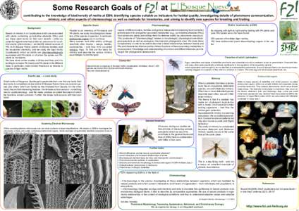 Some Research Goals of FZI at contributing to the knowledge of biodiversity of moths at EBN, identifying species suitable as indicators for habitat quality, investigating details of pheromone communication, mimicry, and 