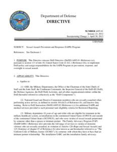 DoD Directive, January 23, 2012; Incorporating Change 1, April 30, 2013