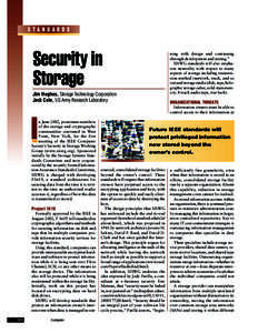 STANDARDS  Security in Storage  ning with design and continuing