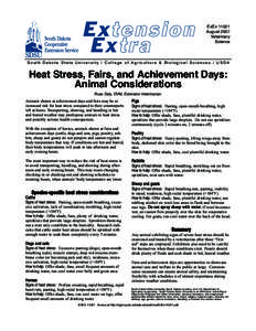 ExExAugust 2007 Veterinary Science  Heat Stress, Fairs, and Achievement Days: