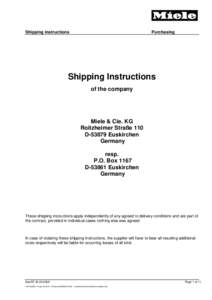 Shipping instructions  Purchasing Shipping Instructions of the company
