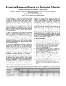 Evaluating Unexpected Change in a Distributed Collection Luis Meneses, Richard Furuta and Frank Shipman Center for the Study of Digital Libraries and Department of Computer Science and Engineering Texas A&M University Co