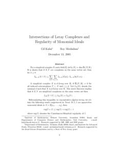 Intersections of Leray Complexes and Regularity of Monomial Ideals Gil Kalai∗ Roy Meshulam†