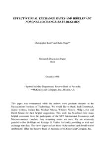 EFFECTIVE REAL EXCHANGE RATES AND IRRELEVANT NOMINAL EXCHANGE-RATE REGIMES Christopher Kent* and Rafic Naja**  Research Discussion Paper