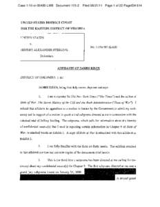 Affidavit of James Risen in support of motion to quash subpoena