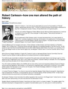 Robert Carleson--how one man altered the path of history  Page 1 of 4  