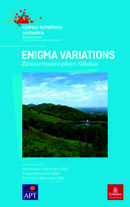 ENIGMA VARIATIONS Zimmermann plays Sibelius APT MASTER SERIES  Wednesday 3 December 2014