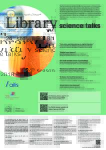 The Zentralbibliothek Zürich (ZB), the Association of International Librarians and Information Specialists (AILIS) and the CERN Scientific Information Service are pleased to announce their 2018 series of Library Science