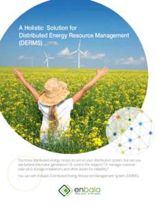 A Holistic Solution for Distributed Energy Resource Management (DERMS) You know distributed energy resources are on your distribution system, but can you see behind-the-meter generation? Or control the impacts? Or manage