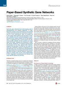 Resource  Paper-Based Synthetic Gene Networks Keith Pardee,1,2 Alexander A. Green,1,2 Tom Ferrante,1 D. Ewen Cameron,2,3 Ajay DaleyKeyser,1 Peng Yin,1 and James J. Collins1,2,3,* 1Wyss