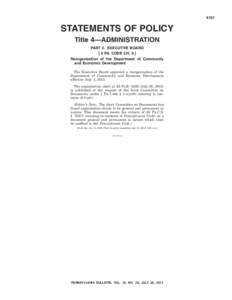 4101  STATEMENTS OF POLICY Title 4—ADMINISTRATION PART II. EXECUTIVE BOARD [ 4 PA. CODE CH. 9 ]