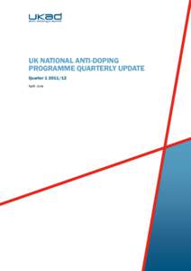 UK NATIONAL ANTI-DOPING PROGRAMME QUARTERLY UPDATE Quarter[removed]April–June  The UK National Anti-Doping Programme