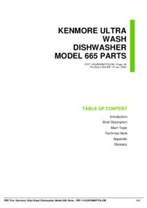 KENMORE ULTRA WASH DISHWASHER MODEL 665 PARTS PDF-11KUWDM6P7OLOM | Page: 48 File Size 2,045 KB | 15 Jan, 2002