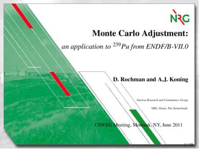 Monte Carlo Adjustment: an application to 239 Pu from ENDF/B-VII.0 D. Rochman and A.J. Koning  Nuclear Research and Consultancy Group,