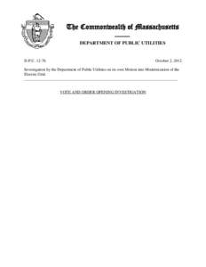 The Commonwealth of Massachusetts —— DEPARTMENT OF PUBLIC UTILITIES D.P.U