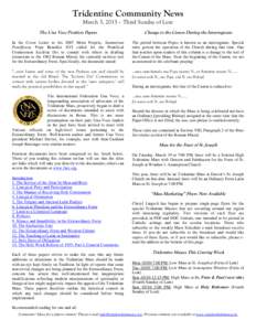 Tridentine Community News March 3, 2013 – Third Sunday of Lent The Una Voce Position Papers Change to the Canon During the Interregnum