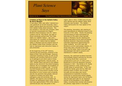 Plant Science Says Volume 18, No. 7 The Department of Plant Sciences and Plant Pathology