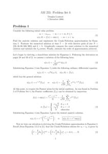AM 255: Problem Set 6 Douglas Lanman 5 December 2006 Problem 1 Consider the following initial value problem.