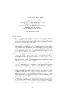 DBAI Publication List 2001 Institut f¨ ur Informationssysteme Database and Artificial Intelligence Group Technische Universit¨at Wien Favoritenstraße 9-11, A-1040 Vienna, Austria