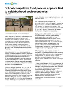 School competitive food policies appears tied to neighborhood socioeconomics