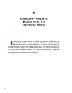 15 Reading and Writing about Designed Events: The Experimental Sciences  E