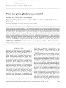 Blackwell Science, LtdOxford, UKBIJBiological Journal of the Linnean Society0024-4066The Linnean Society of London, 2004? Original Article WHEN MAY GREEN PLANTS BE APOSEMATIC? S. LEV-YADUN and G. NE’EMA