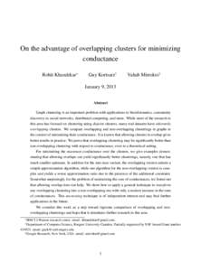On the advantage of overlapping clusters for minimizing conductance Rohit Khandekar∗ Guy Kortsarz†
